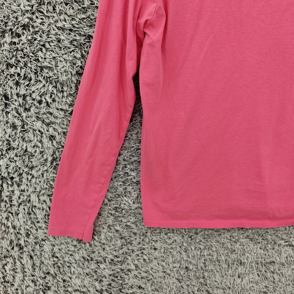 Ralph Lauren Sport Womens Preppy V-Neck Long Sleeve Tee L Pink Pima Cotton Pony - Picture 13 of 15